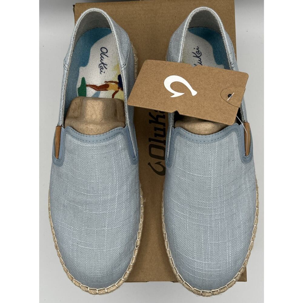 OluKai Kaula Pa'a Kapa Blue Lanai Breeze Espadrilles Slip On Women's 9 NWT & Box